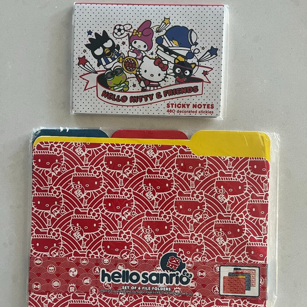 New: Hello Kitty and Friends 480 Sticky Notes and 6 File Folders: 11.625" x 9.5"